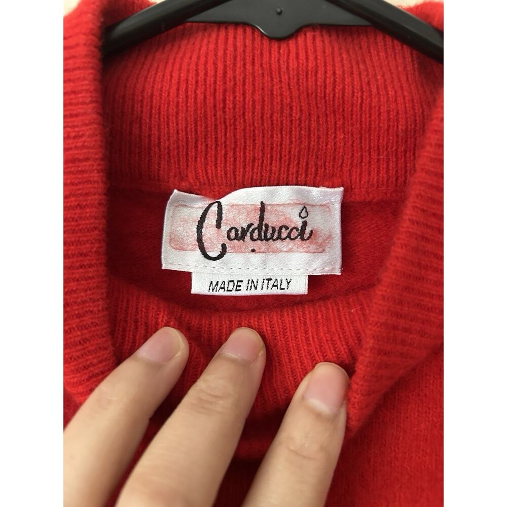 Carducci Red Mock Turtleneck Sweater Wool Angora Italy Small S - Picture 2 of 6